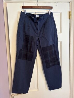 Jcrew slouchy boyfriend chino, navy patchwork sz 10
